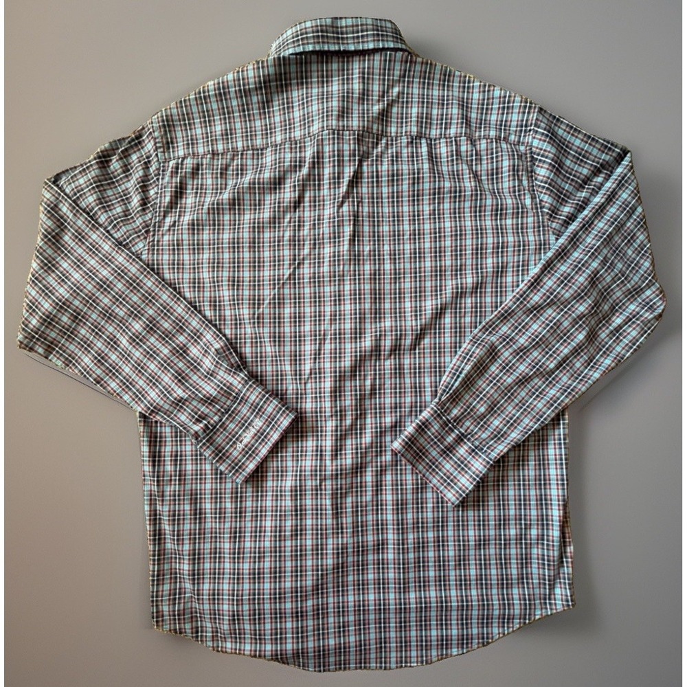 Peter Millar Long Sleeve Button Up Shirt Red Blue Plaid Oak Hill CC Large JBHS - Picture 2 of 10